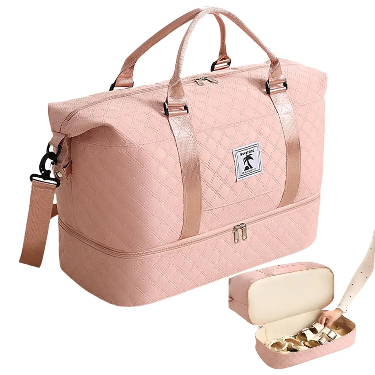 Quilted Weekender Bag with Shoe Compartment
